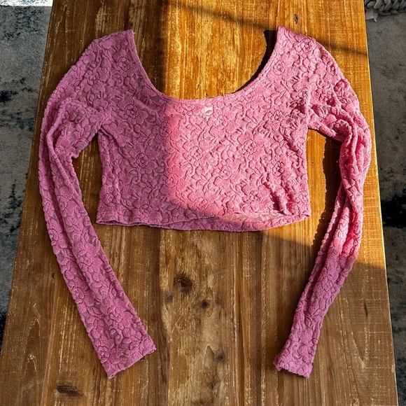 Mossimo Supply Co flocked lace crop top - Picture 2 of 4